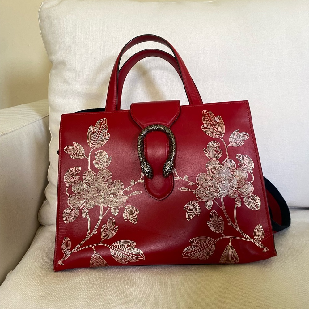 Gucci Red Smooth Calfskin Leather Chinese NY Dionysus medium top handle bag - Picture 2 of 6